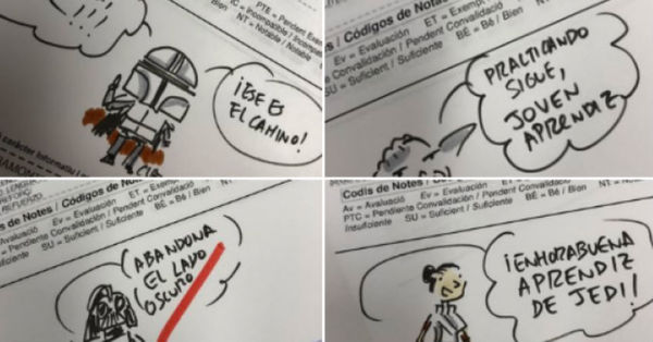 Profesor se vuelve viral por los originales dibujos de 'Star Wars' que hace en las libretas de notas de sus alumnos - C9N