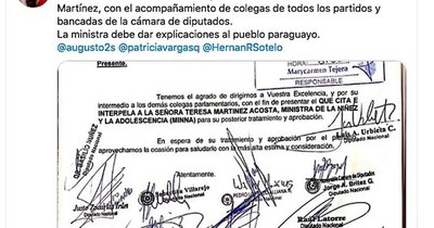 La Nación / Plantean interpelación a Teresa Martínez, ministra de la Niñez