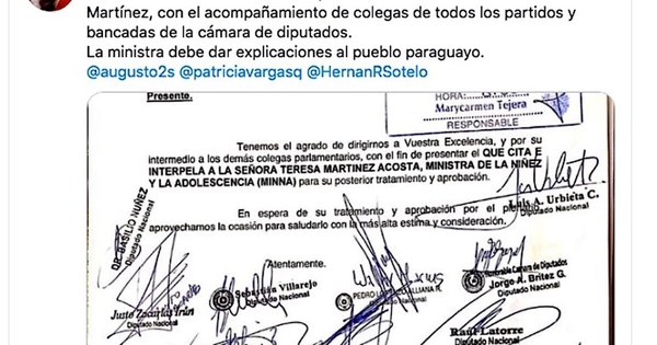 La Nación / Plantean interpelación a Teresa Martínez, ministra de la Niñez