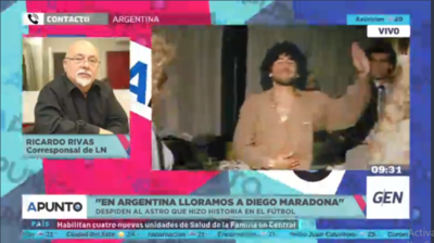HOY / Ricardo Rivas, periodista argentino, sobre la conmoción por la muerte de Diego Armando Maradona "