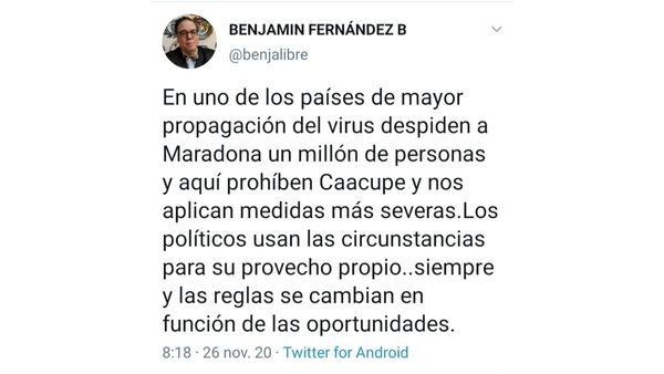 En medio de aumentos de casos, Benjamín Fernández sugiere celebrar misa central de Caacupé. - El Trueno