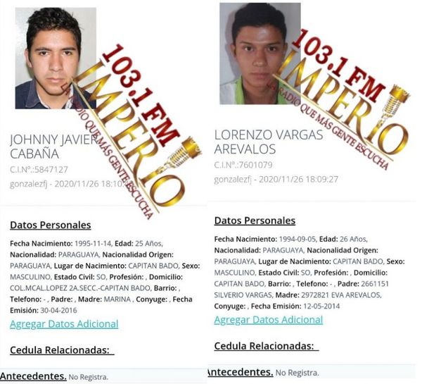 Detienen en Capitán Bado a dos sujetos fuertemente armados