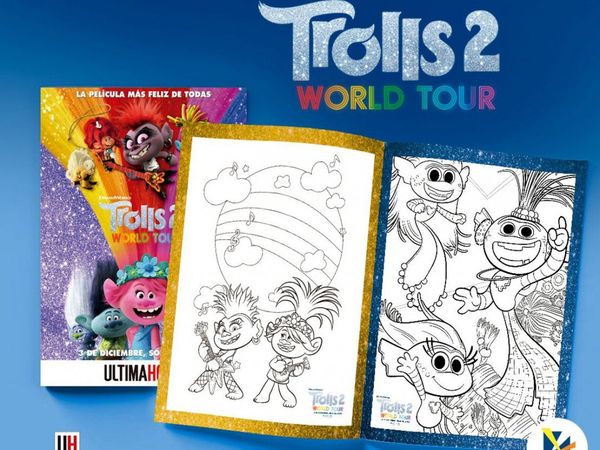 Vacaciones con Trolls 2 World Tour: Revista para colorear y cine para los niños