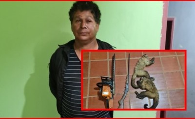 Cazador de monos silvestres es detenido y sus cómplices lograron huir