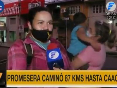 Mujer cumple promesa de caminar 87 kilómetros hasta Caacupé