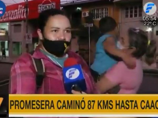 Mujer cumple promesa de caminar 87 kilómetros hasta Caacupé