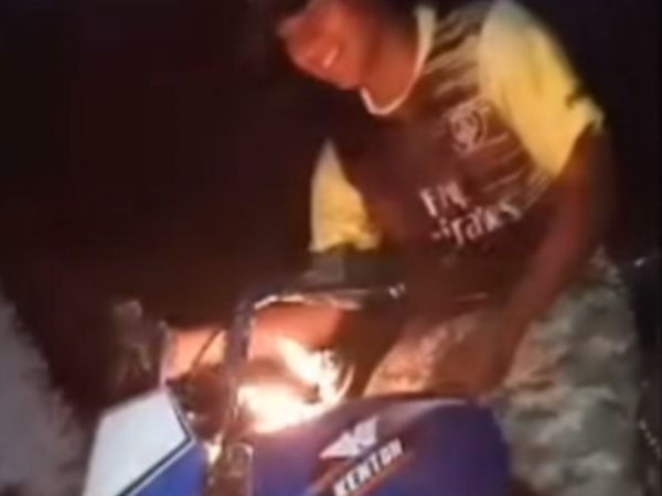 Desafío mortal: motocas le prenden fuego a su tanque y hacen carreras clandé