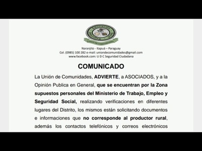 MINISTERIO DEL TRABAJO INICIA ''APRIETE'' A COLONOS DE ITAPÚA