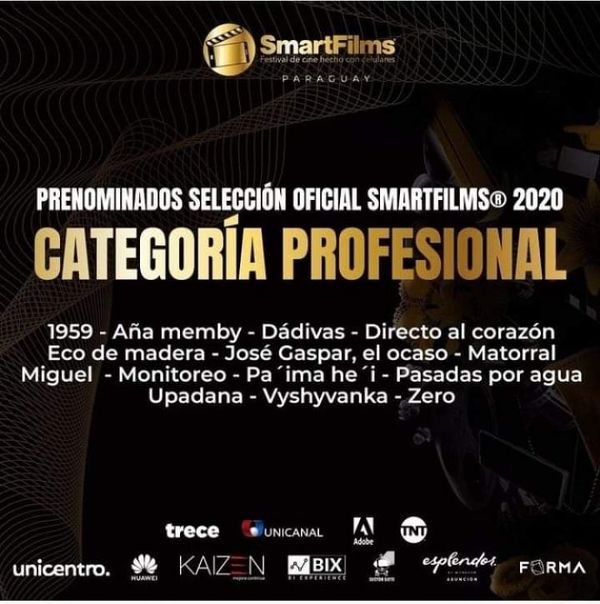 Esta noche: Gala de premiación de SmartFilms Paraguay donde esta nominada el CORTO METRAJE DIRECTO AL CORAZON DE PJC