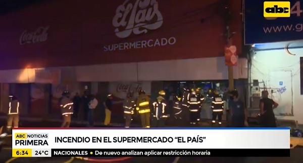 Visicooler se incendia en el interior de supermercado "El País"