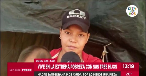 La Nación / Joven madre de San Pedro vive con sus tres hijos bajo una carpa y pide ayuda