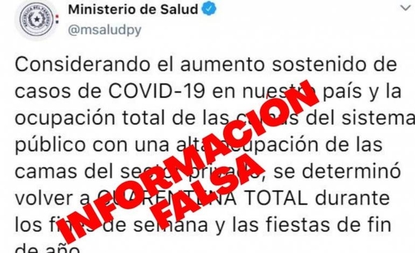 HOY / Ministerio de Salud desmiente 'fake news' sobre supuesta vuelta a cuarentena total