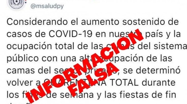 Ministerio de Salud desmiente ‘fake news’ sobre supuesta vuelta a cuarentena total