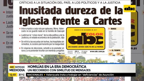 Las homilías de Caacupé en la era democrática - ABC Noticias - ABC Color