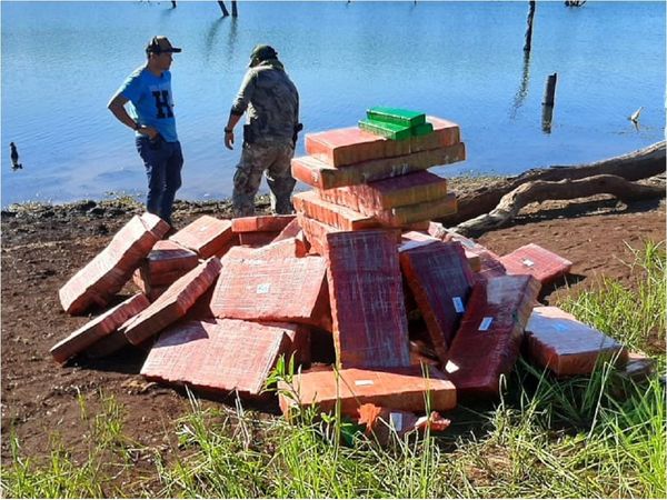 Hallan 2.500 kilos de marihuana prensada a orillas del Lago Itaipú