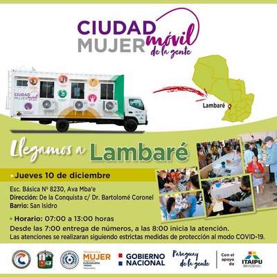 Ciudad Mujer Móvil brinda sus servicios hoy en Lambaré | .::Agencia IP::.