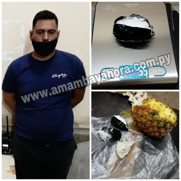 Hombre intentó introducir cocaína oculta en una piña al Buen Pastor