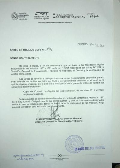 Funcionarios de la SET realizan operativos extorsivos con orden de trabajo “genérica”