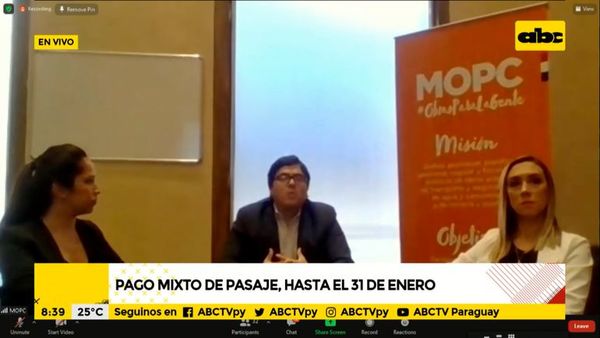 Extienden el pago mixto del pasaje hasta el 31 de enero - ABC Noticias - ABC Color