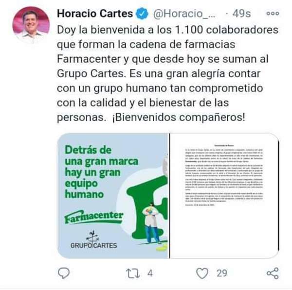 CARTES COMPRÓ LA CADENA FARMACENTER