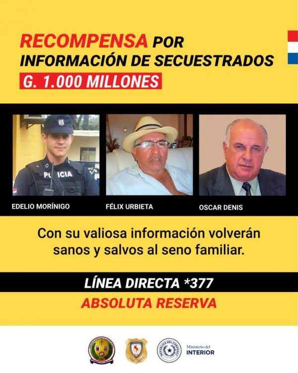 Ofrecen millonaria recompensa por datos sobre secuestrados - El Trueno