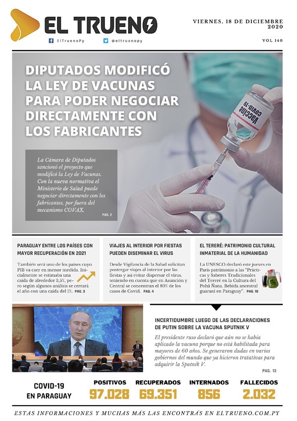 E-paper 18 de Diciembre 2020 - El Trueno