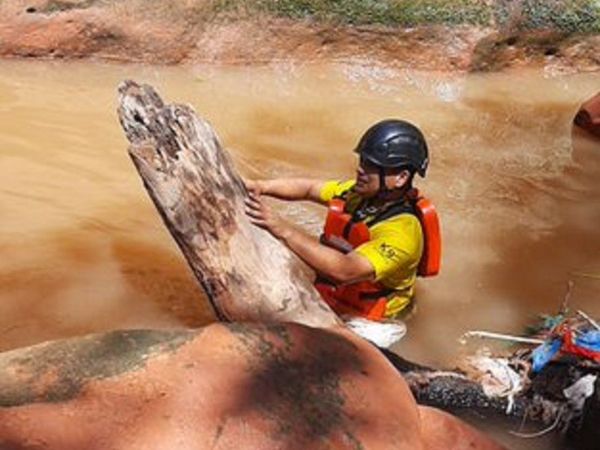 Bombero queda herido en búsqueda de joven arrastrado por raudal