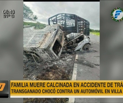 Familia muere calcinada en accidente de tránsito