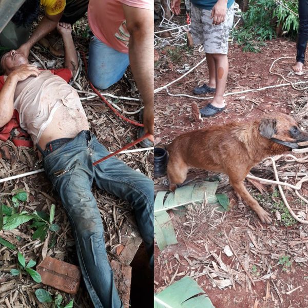 Hombre casi muere ahogado al lanzarse a un pozo de agua para salvar a su perro