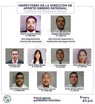 Nueve caras de inspectores del IPS para evitar coimas y estafas - Nacionales - ABC Color