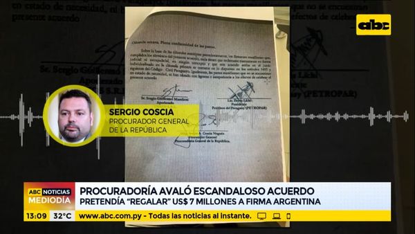 Procuraduría avaló acuerdo que pretendía “regalar” USD 7 millones a firma argentina - ABC Noticias - ABC Color