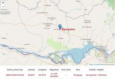 Leve temblor se sintió en Misiones