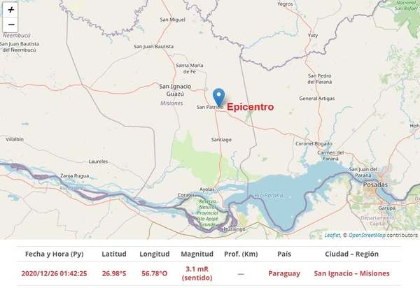 Leve temblor se sintió en Misiones