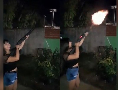 El Ministerio Público y la Policía van detrás de la joven que fue grabada disparando al aire con una escopeta