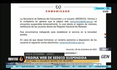 HOY / Plataforma "No Molestar" de la Sedeco, suspendida temporalmente