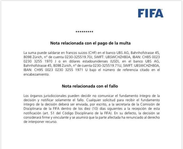 FIFA multo al Club 3 de Febrero en 40 mil EUROS