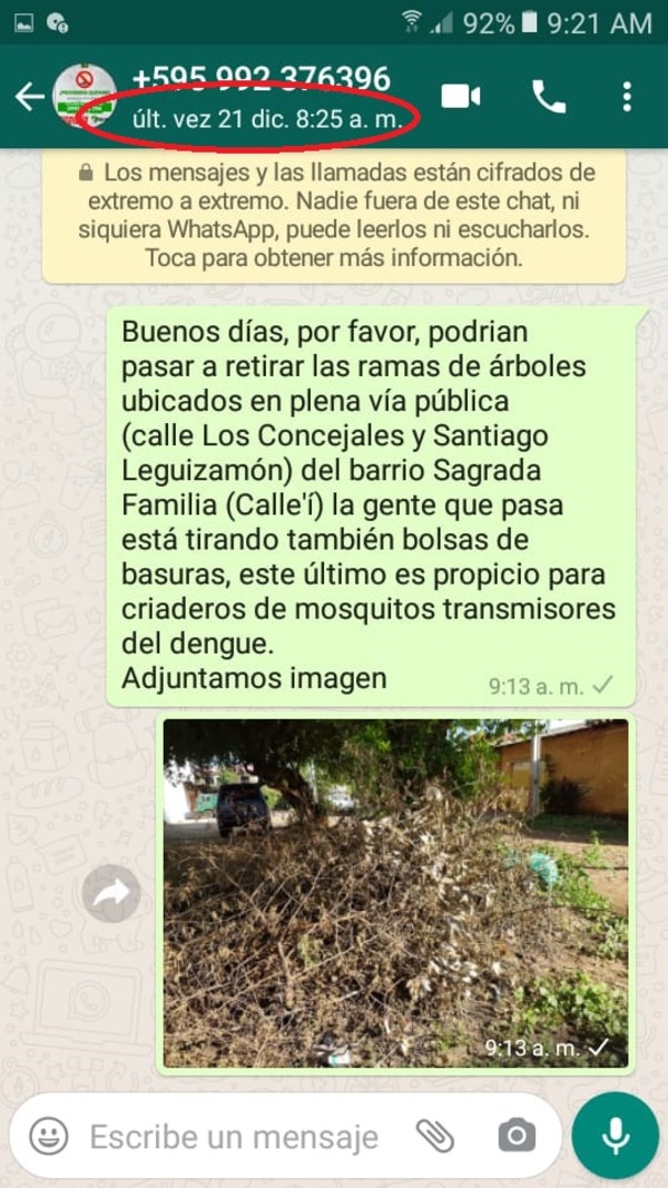 ¿Qué pasa con el número para denuncias de quema de basuras y patios baldíos? » San Lorenzo PY