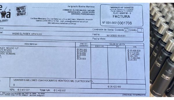 Mate Charrúa asegura que Arnoldo Wiens compró los termos “Stanley” y publica factura de compra