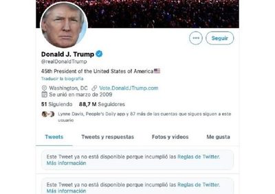 Twitter, Facebook e Instagram bloquean la cuenta de Donald Trump