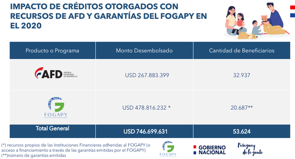 AFD y Fogapy inyectaron a economía US$ 746 millones durante el 2020 | .::Agencia IP::.