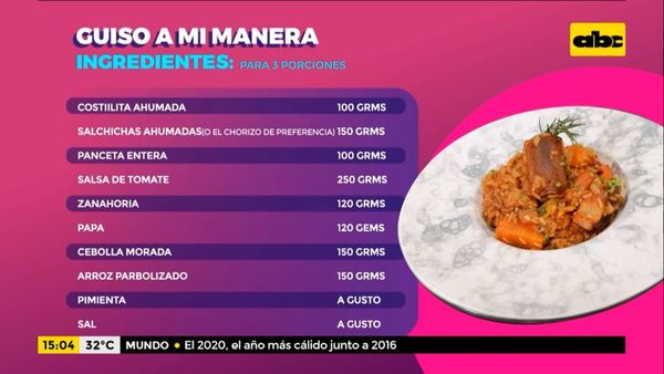 ¡Hoy cocinamos guiso de arroz! - Ensiestados - ABC Color