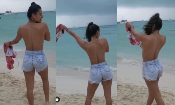 VIDEO. ¡Miss Tanga y su ocurrente topless en Cancún!