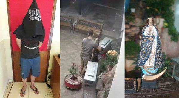 Detienen a joven que habría violentado gruta de la Virgen en la parroquia de Ñemby