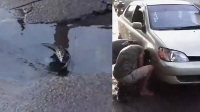 HOY / Trabajo a medias: neumático reventó al caer sobre bache que casi mata a ciclista