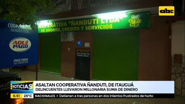 Asaltan cooperativa Ñanduti, de Itauguá - ABC Noticias - ABC Color