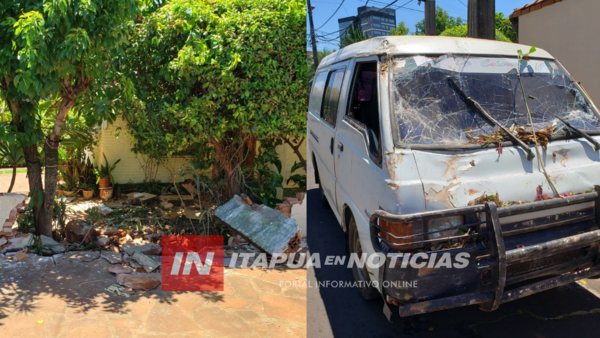 VEHÍCULO DERRIBÓ PARTE DE UNA MURALLA EN ENCARNACIÓN. 