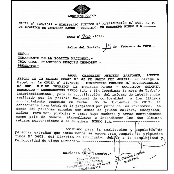 Piden a Marito intervenir en Pindó, antes que solo queden palitos del bosque de 2.400 Ha. saqueado por invasores - La Mira Digital