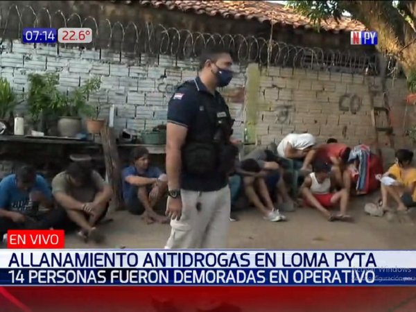 14 personas aprehendidas por microtráfico en Loma Pytã