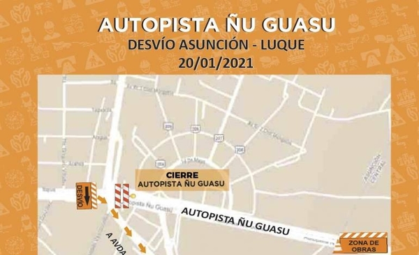 HOY / Clausuran medio carril de la Autopista de Ñu Guasú por montaje de pasarela