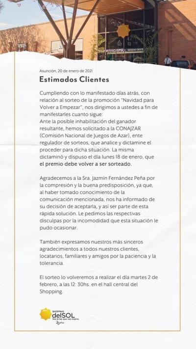 Shopping retira camioneta ganada por la esposa de Trovato y habrá nuevo sorteo - ADN Digital